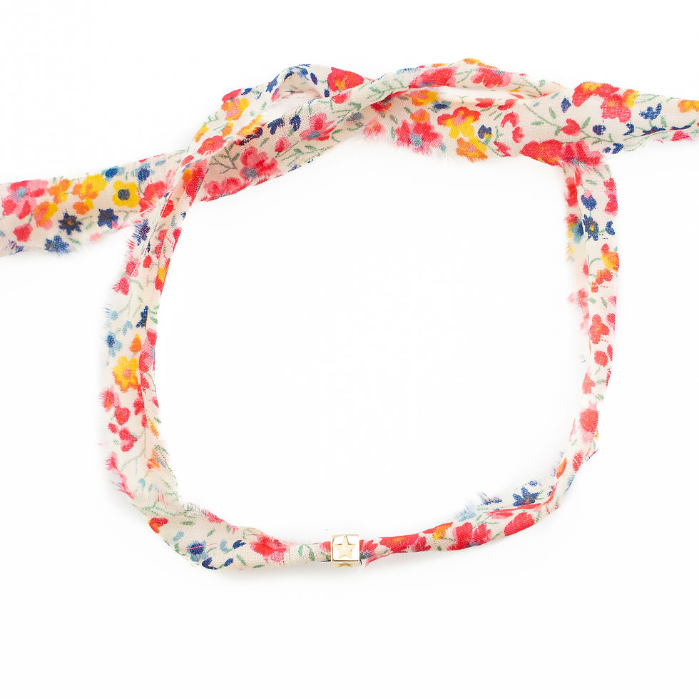 Miniatura: ABC bracelet in 100% original Liberty cotton fabric with an orange floral print by Atelier Molayem.