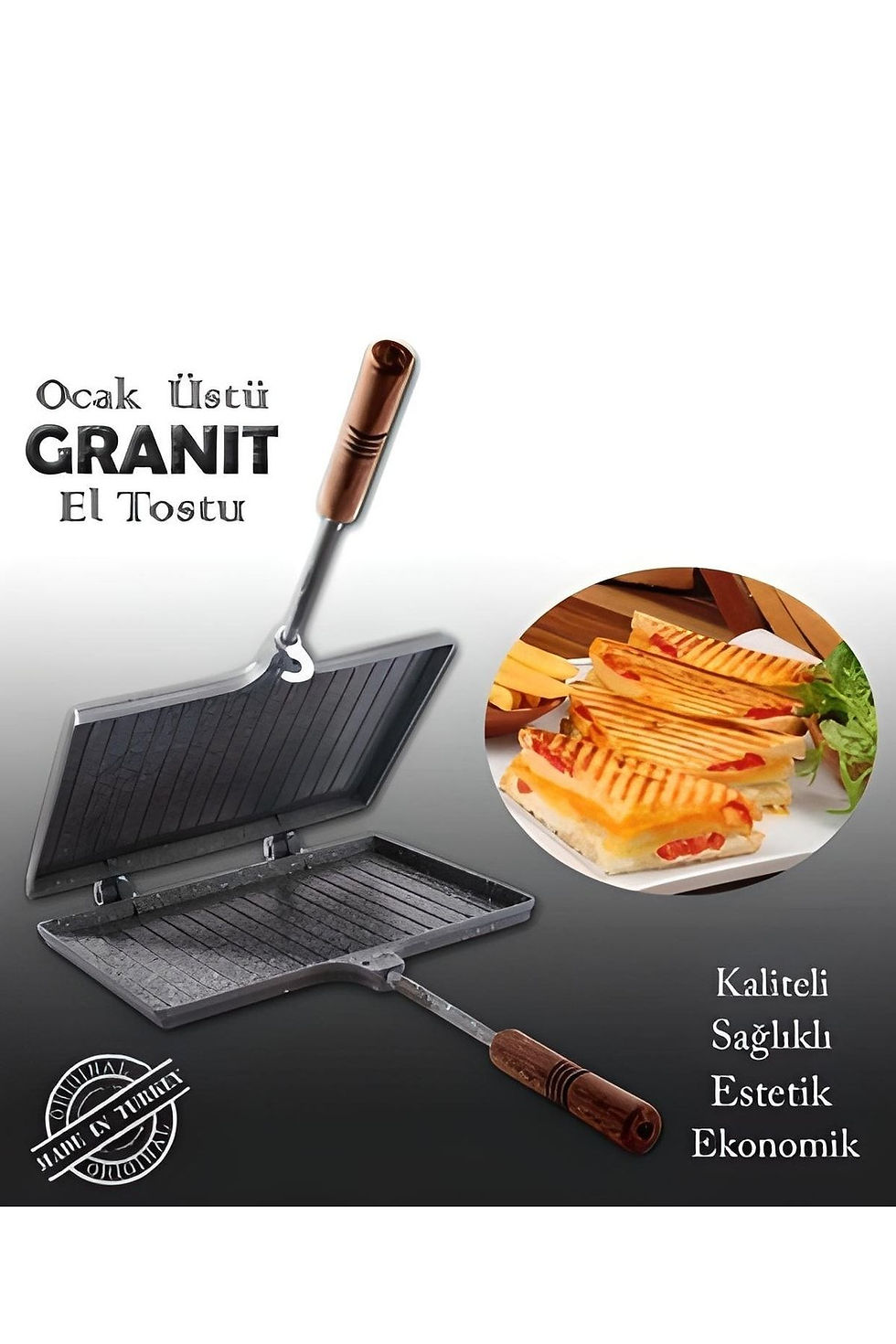 Teflon Siyah Ocak Üstü Paslanmaz Pratik Tost Makinası Tost Makinesi