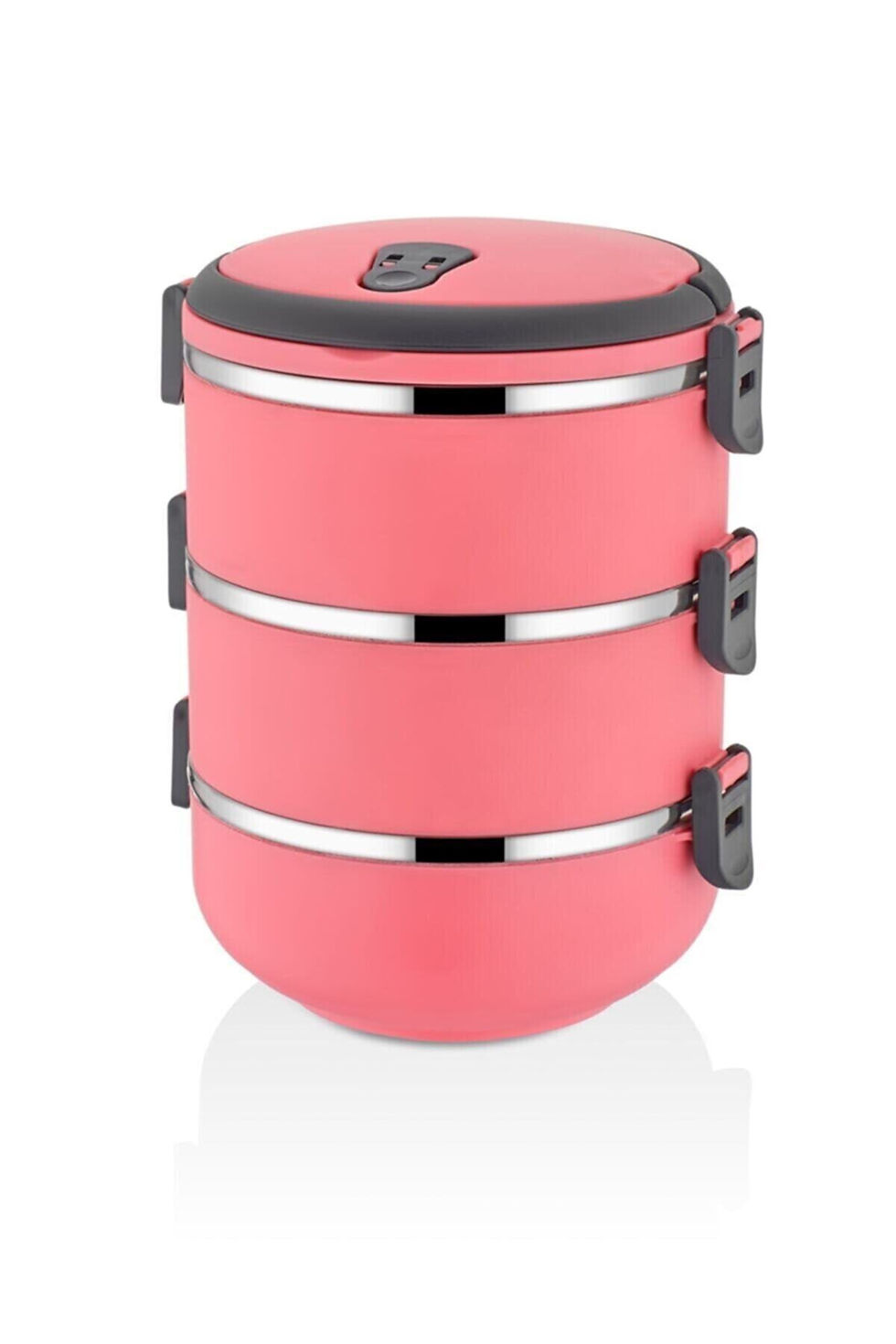 3 Katlı Sefer Tası Yemek Termosu Pembe