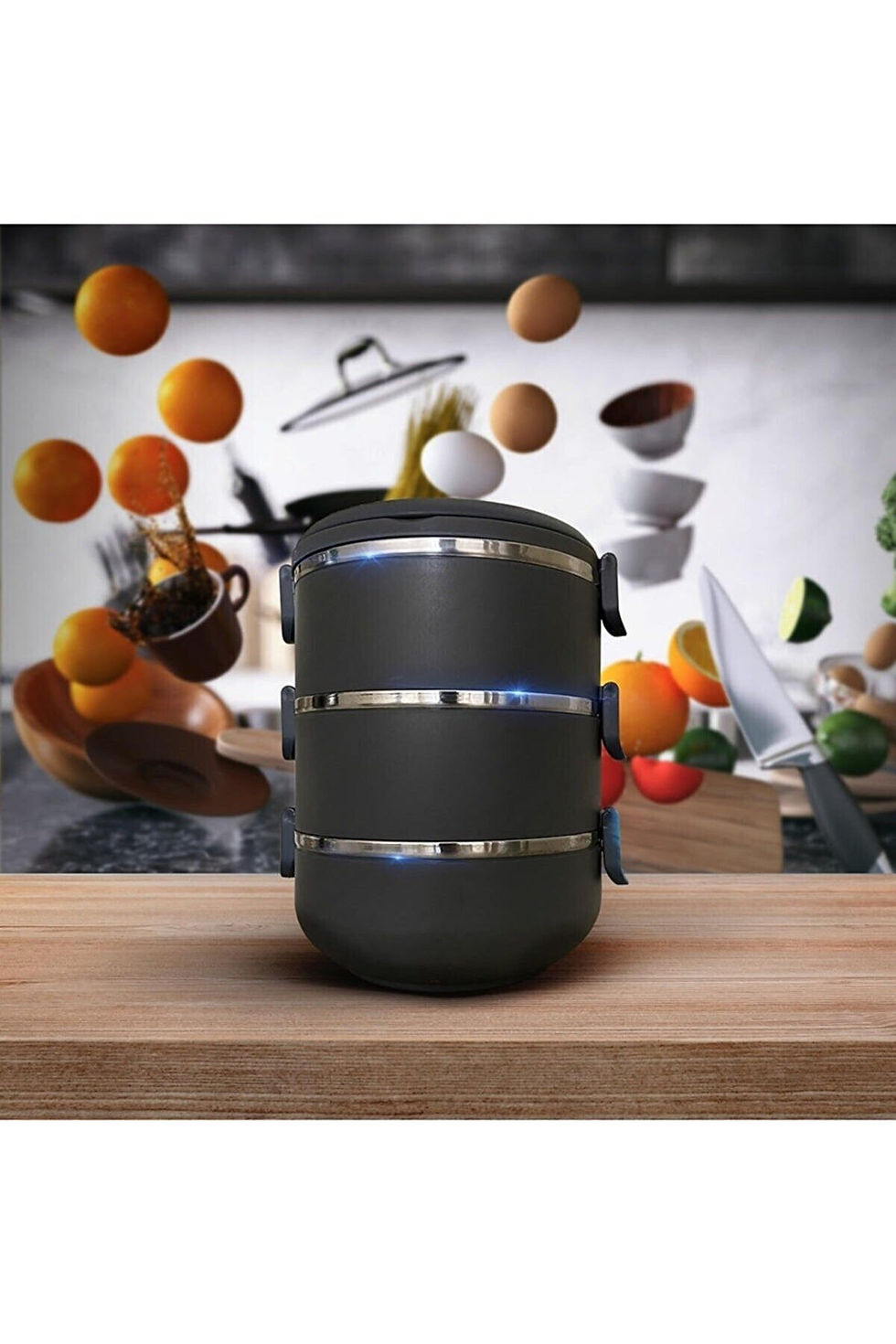 Freshbox Mutfak 3 Katlı Sefer Tası Yemek Termosu-starbucks Yeşili