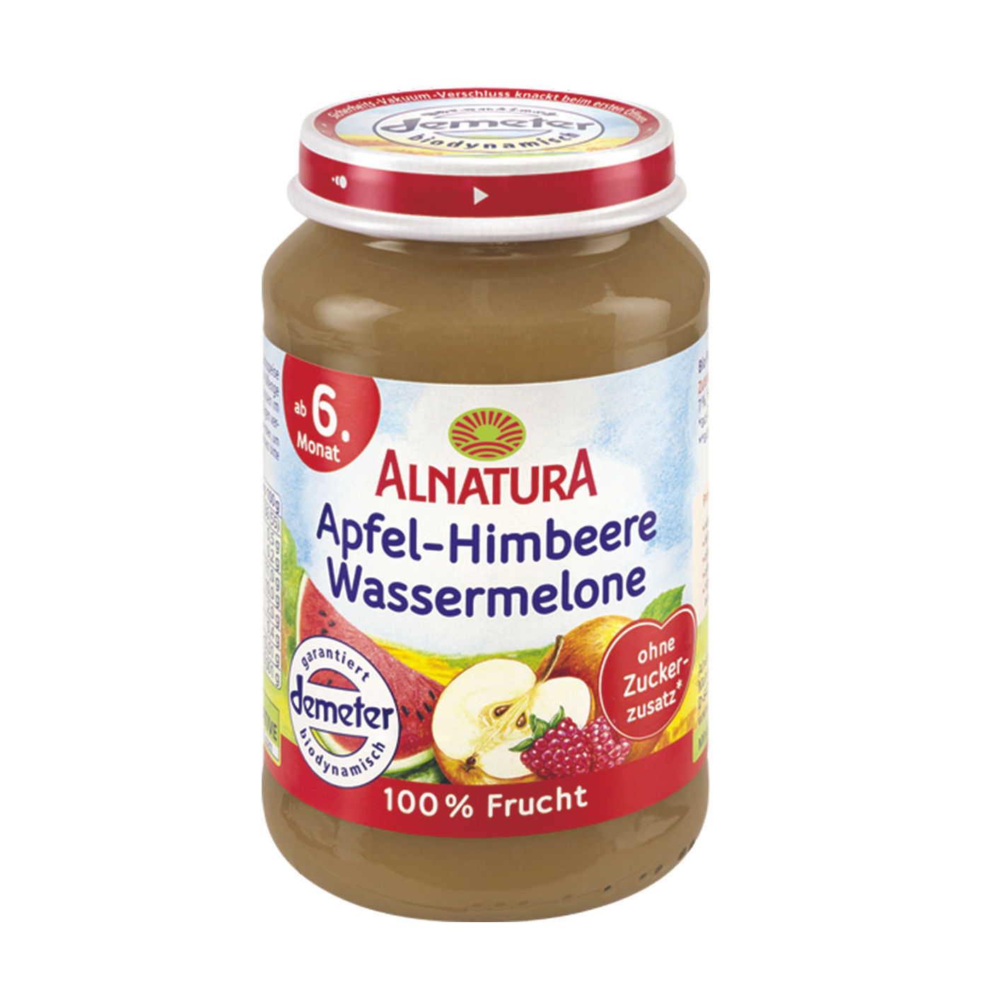 Alnatura Bio Apfel-Himbeere Wassermelone.