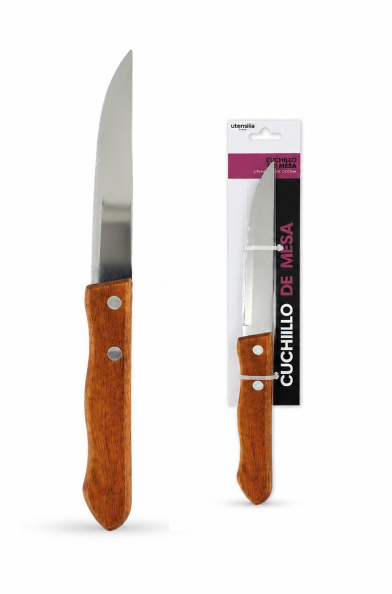 CUCHILLO DE MESA MANGO MADERA - 24 UD