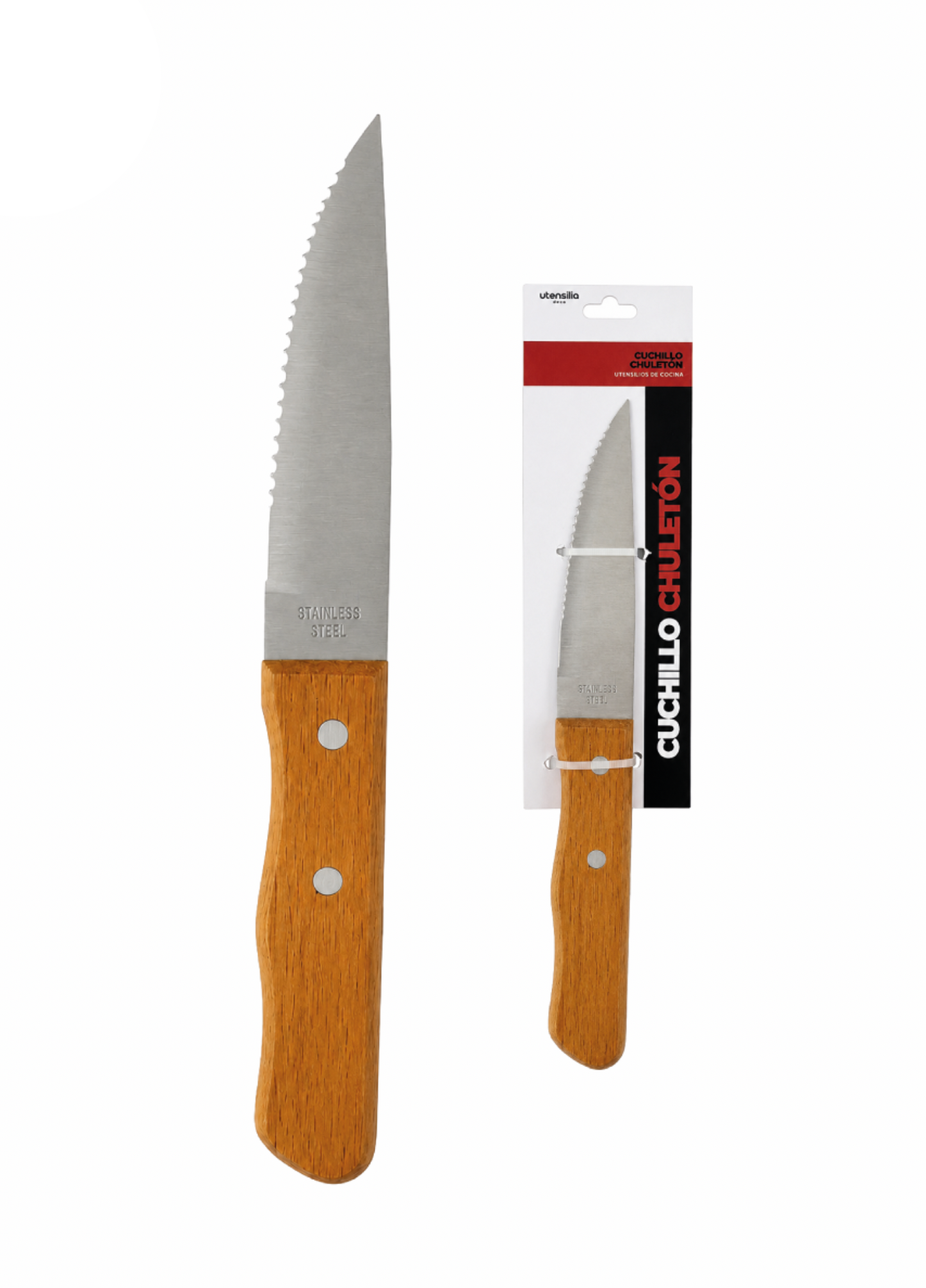 CUCHILLO CHULETÓN MANGO MADERA - 24 UD