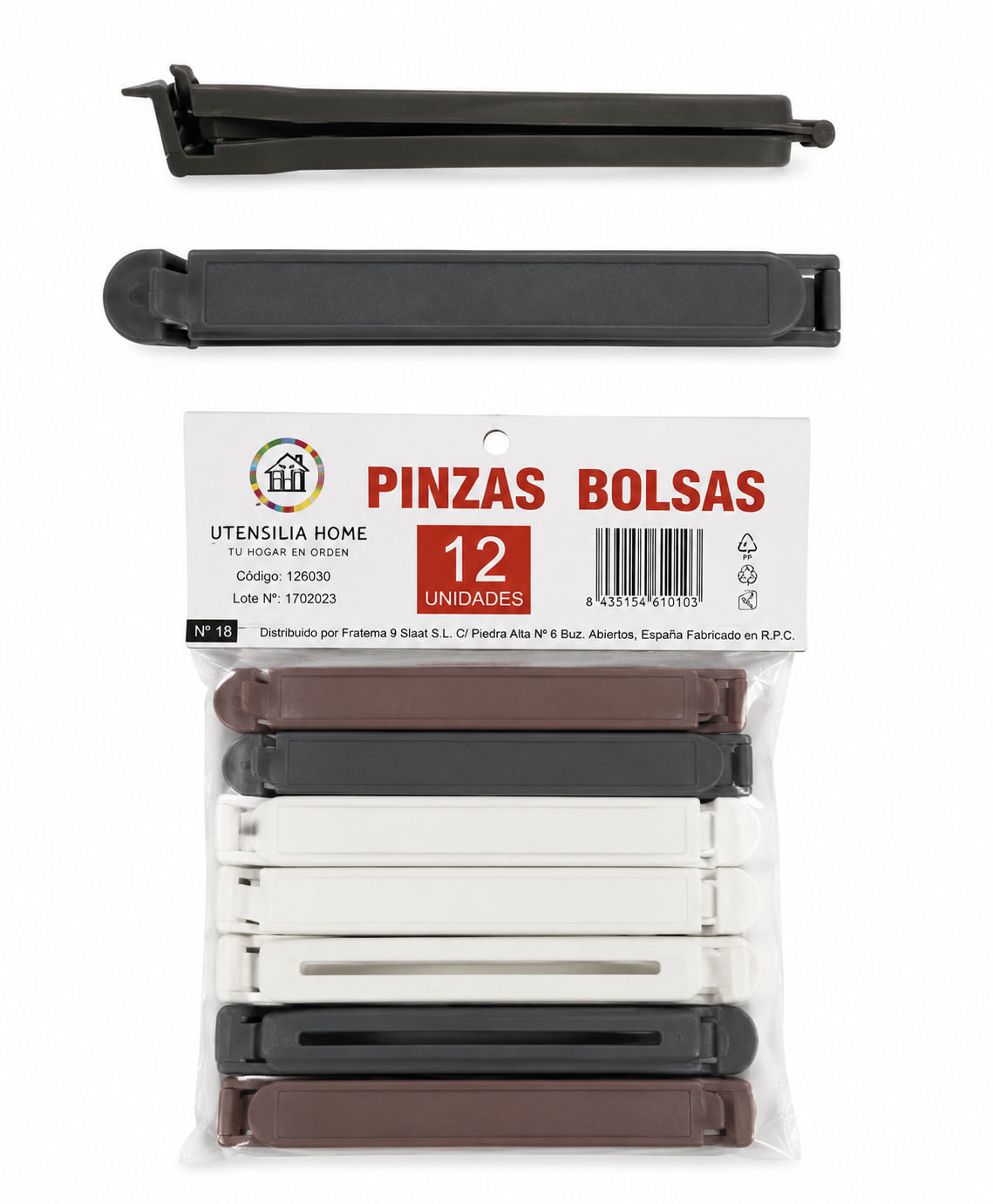 PINZAS BOLSA PLASTICO GR - 12 UD