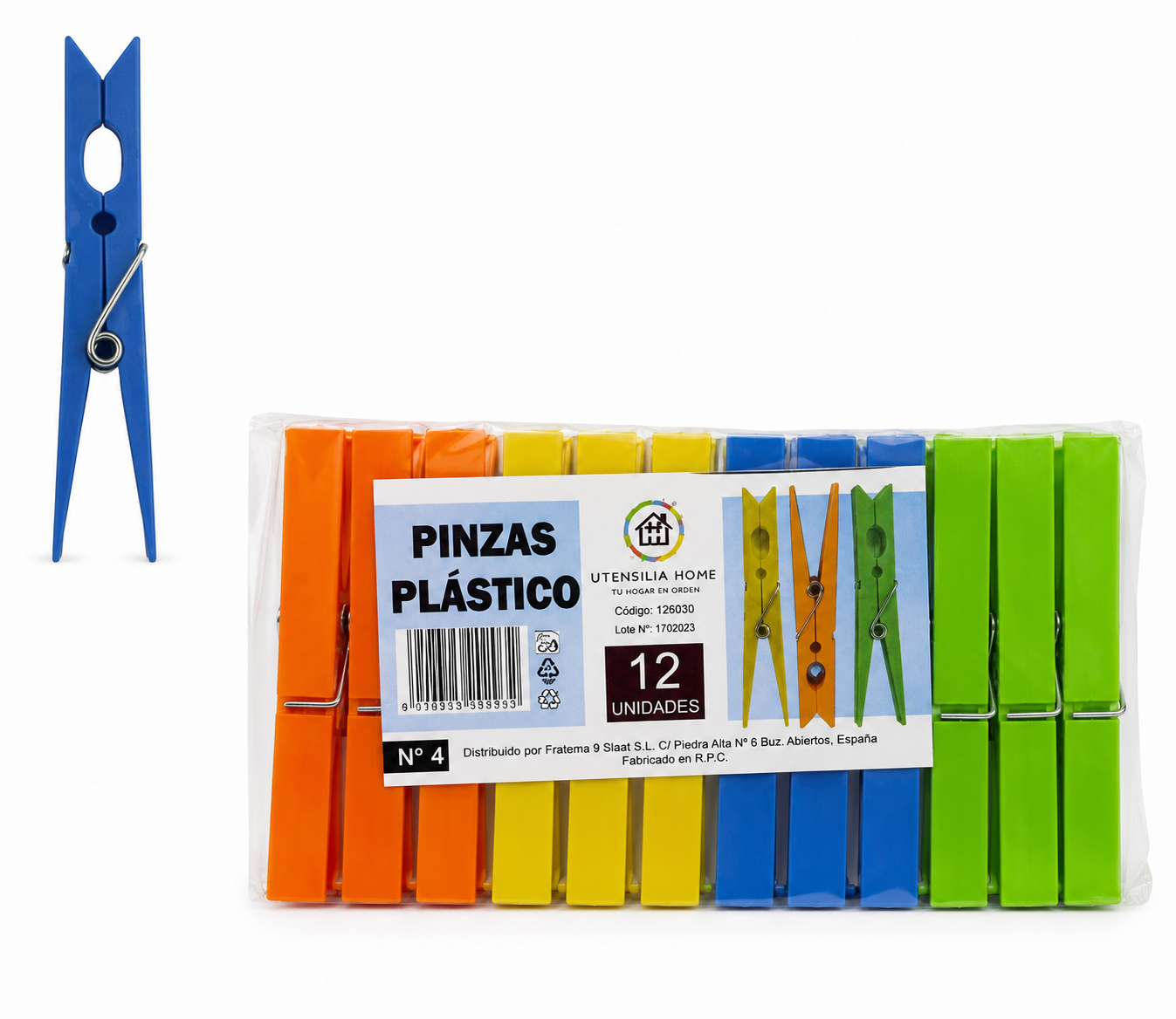 PINZAS ROPA PLASTICO FL - 12 UD