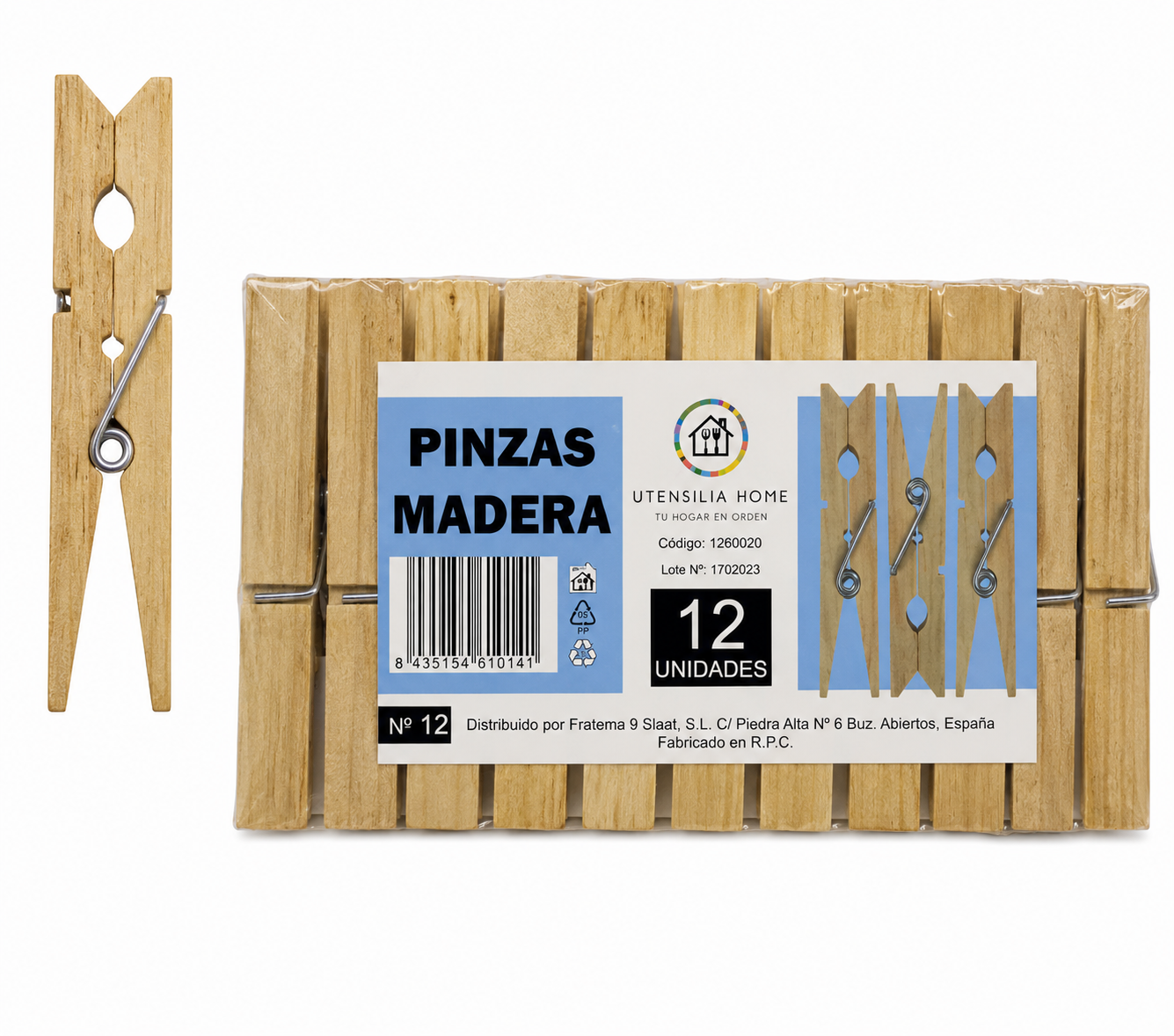 PINZAS ROPA MADERA BG - 12 UD