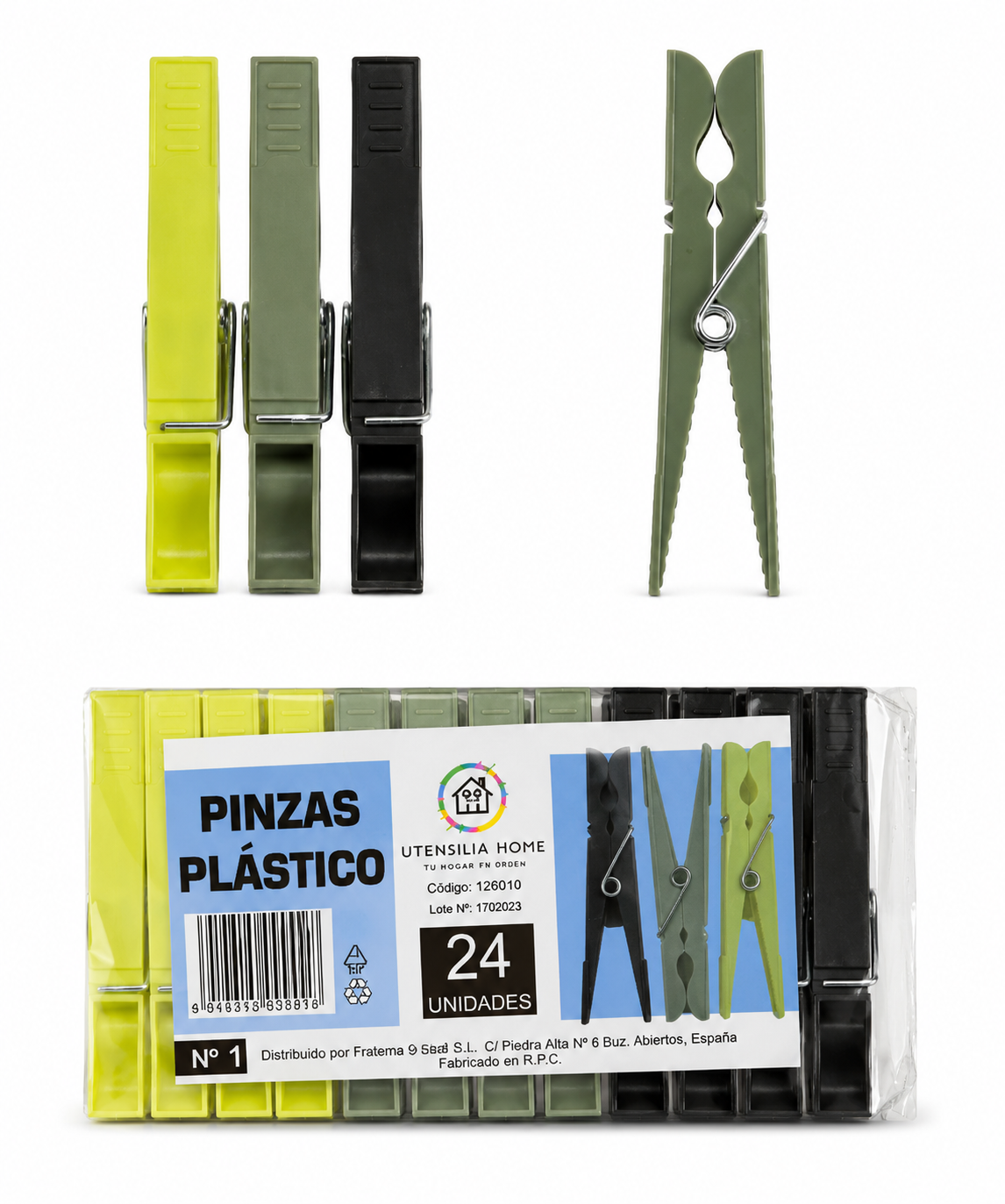 PINZAS ROPA PLASTICO IK - 24 UD