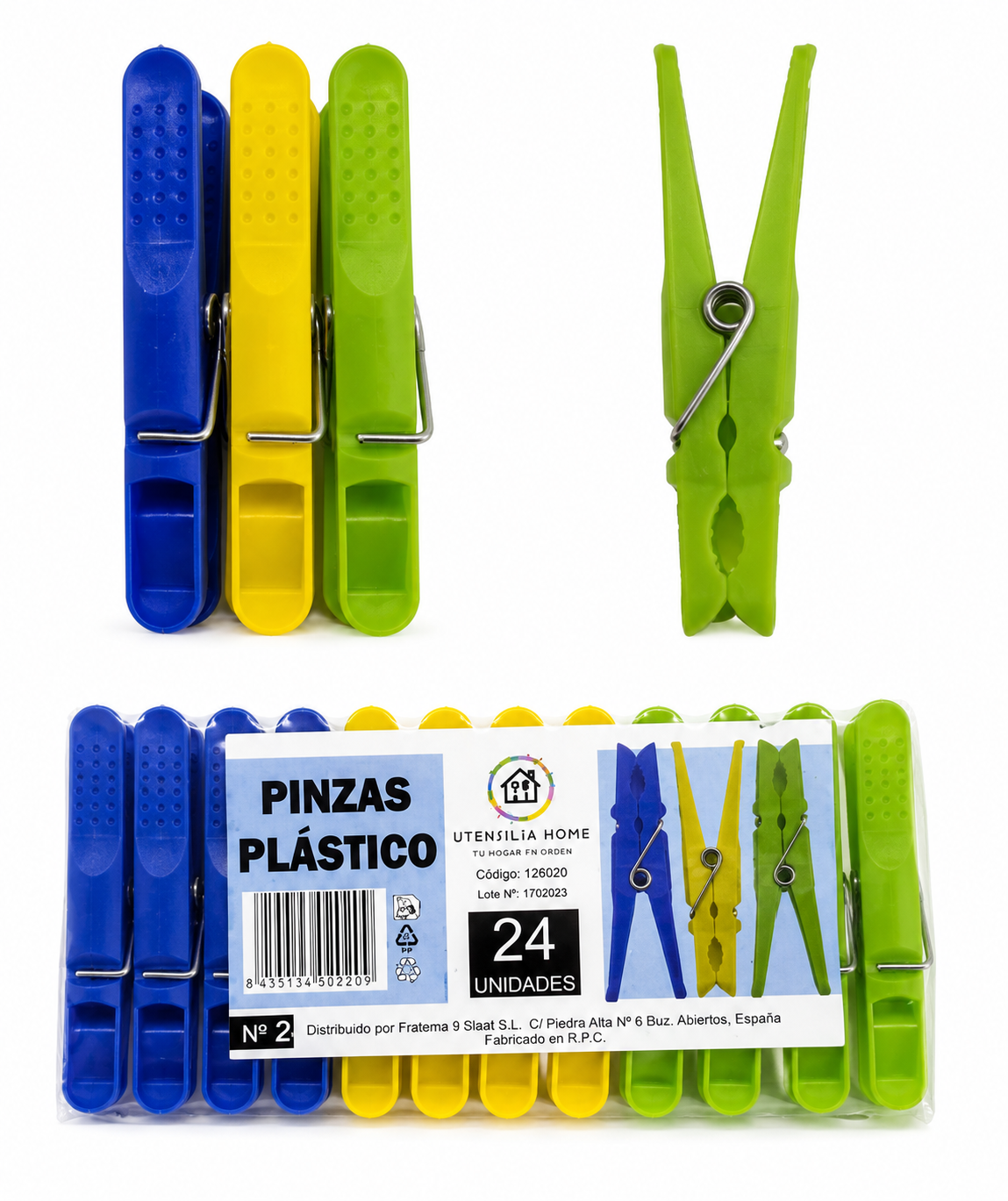 PINZAS ROPA PLASTICO L - 24 UD