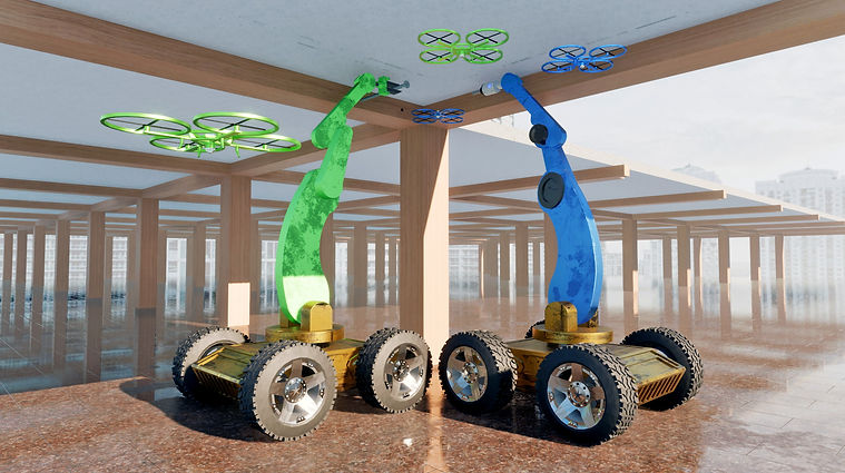 Digital twin Demo of Distributed AI Architectural robots for fixed
