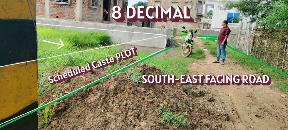 Plot of land labeled as 8 DECIMAL SOUTH-EAST FACING Scheduled Caste PLOT.