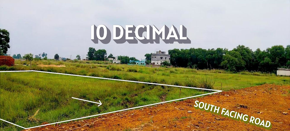 Open land with the text 10 DECIMAL, South-East direction, and arrows.