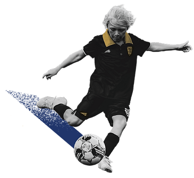 RFA player kicking soccer ball