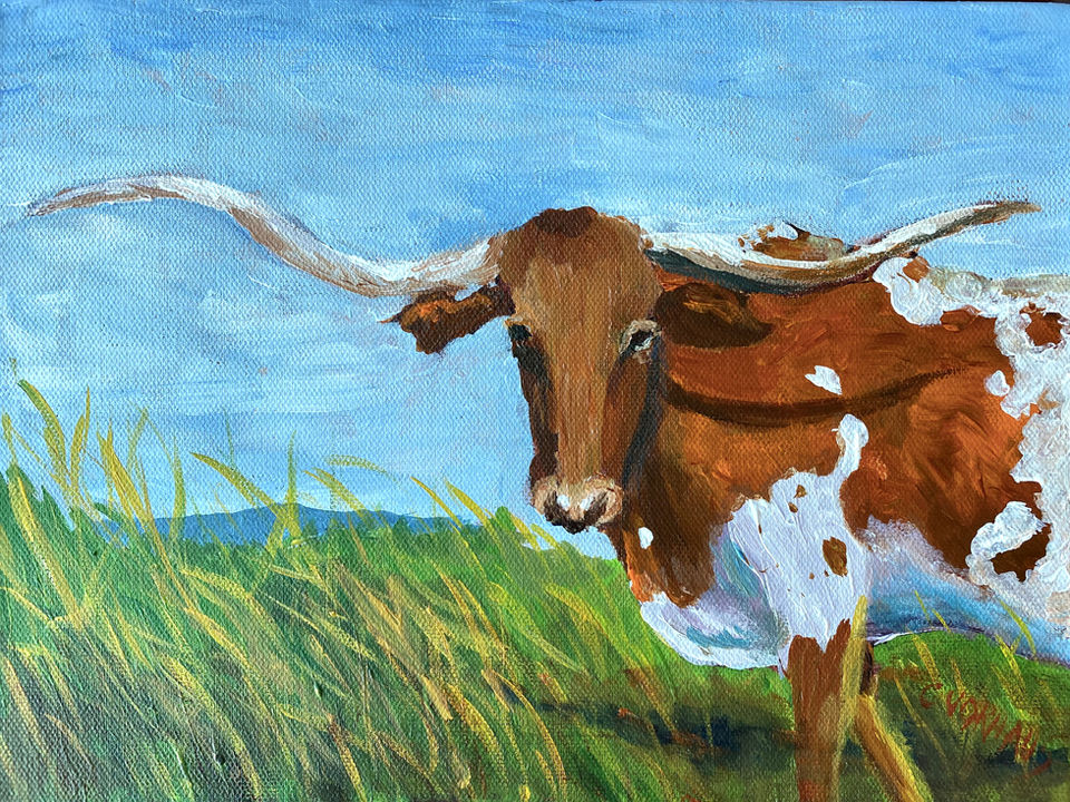 acrylic painting of cow