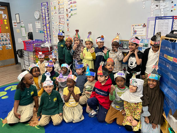 classroom of students smiling