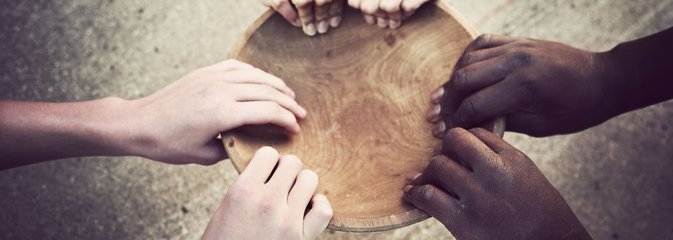 Hands Holding Wooden Plate