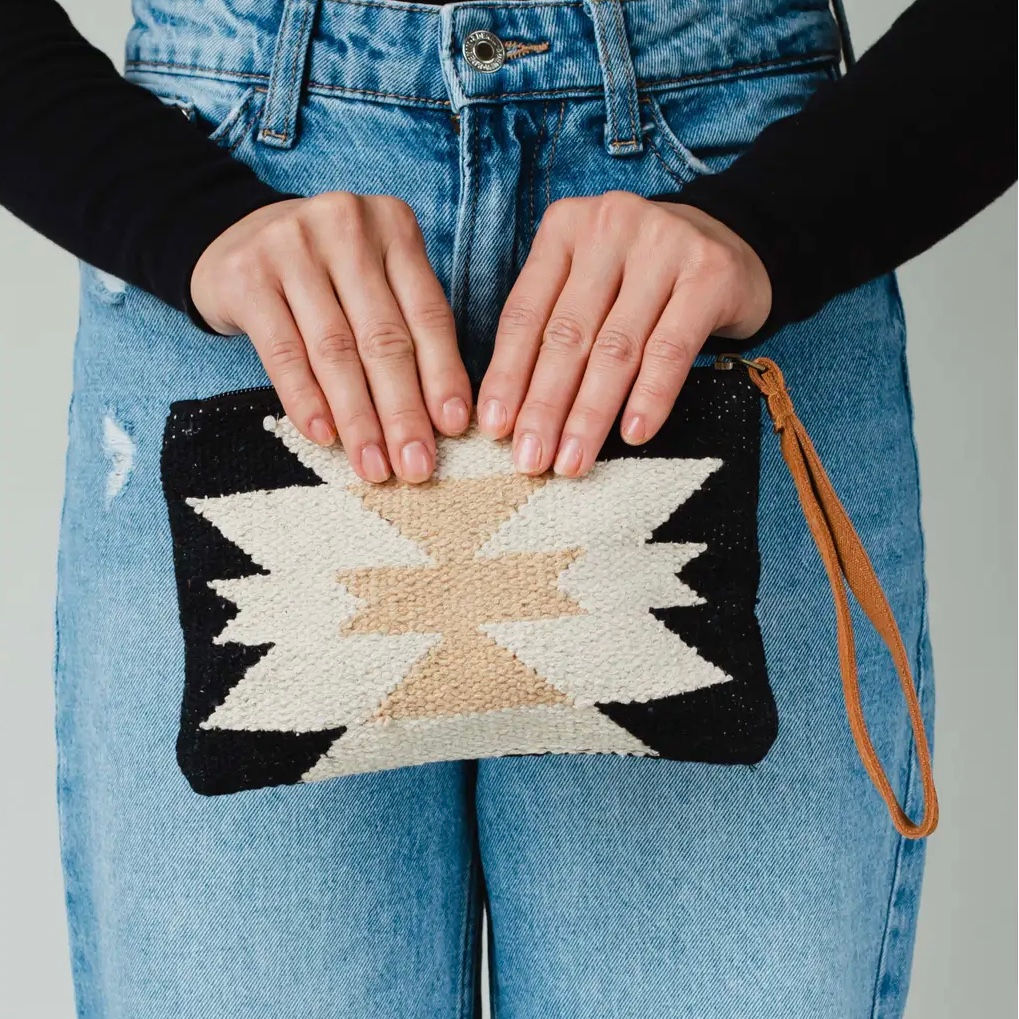Clutch AZTEC  - Black / cream / beige