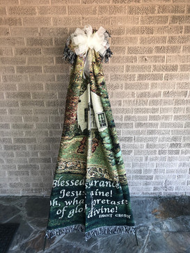 Afghan Sympathy Blanket on Stand