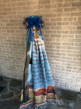 Afghan Sympathy Blanket + Rustic Cross on Stand