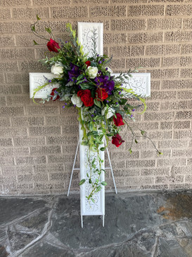 White Metal Cross with Silk Embellishments