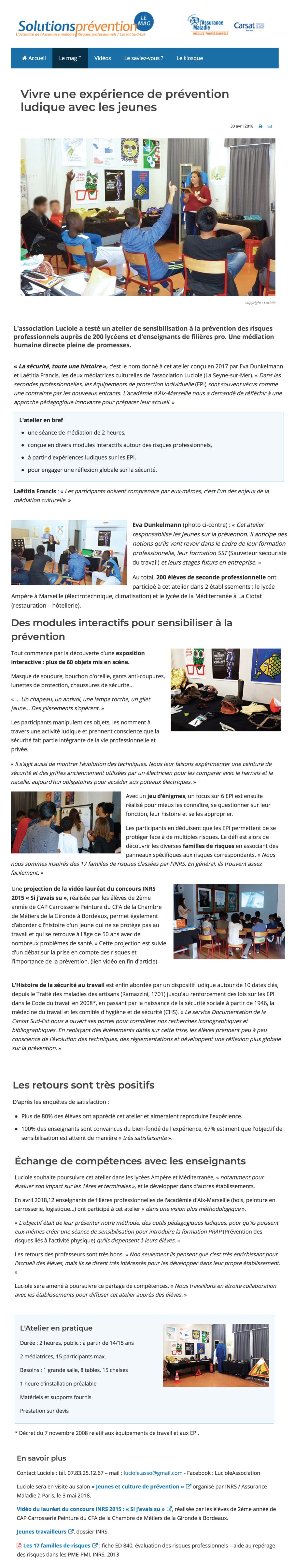 Article de Solution Prévention