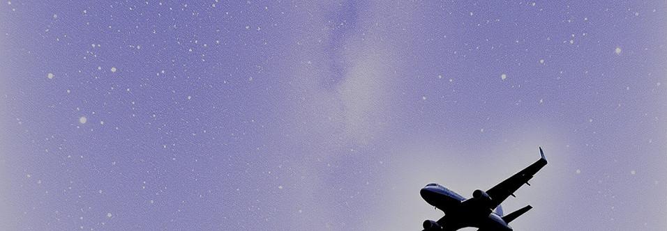 Airplance in the night sky