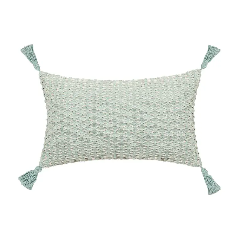 Thumbnail: Linen Embroidery Pillow Cover – Beige Leaves Cushion for Living Room & Bedroom