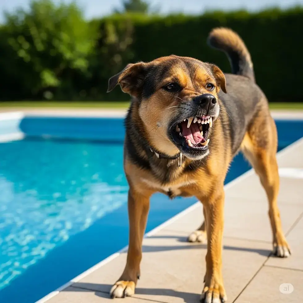 Angry mutts poolside in Hollywood