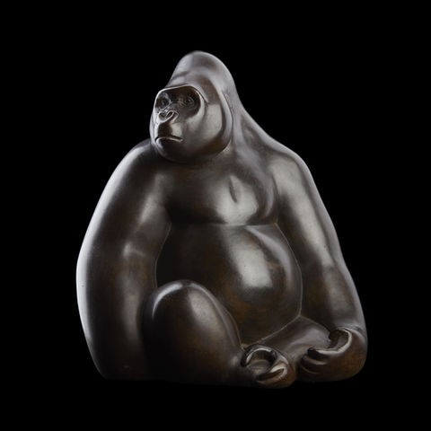 Sculpture en bronze de gorille de l'artiste animalier Michel BASSOMPIERRE