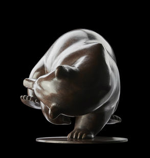 Ours brun en bronze du sculpteur animalier Michel BASSOMPIERRE