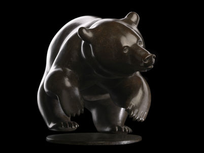 Sculpture d'ours brun en bronze du sculpteur animalier Michel BASSOMPIERRE