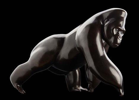 Gorille en bronze du sculpteur animalier Michel BASSOMPIERRE