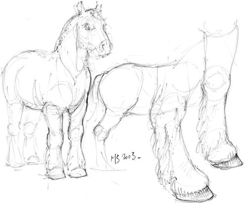Croquis de chevaux du sculpteur animalier Michel BASSOMPIERRE