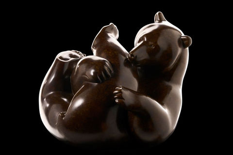 Ours brun en bronze du sculpteur animalier Michel BASSOMPIERRE