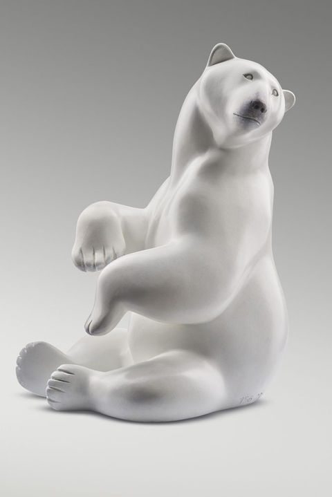 Bronze polar bear by animal sculptor Michel BASSOMPIERRE