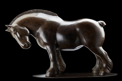 Sculpture de cheval en bronze du sculpteur animalier Michel BASSOMPIERRE