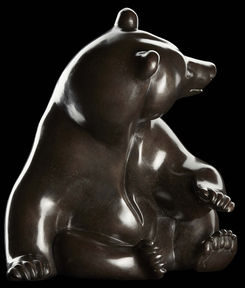 Ours brun en bronze du sculpteur animalier Michel BASSOMPIERRE