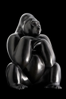 Sculpture gorille en bronze du sculpteur animalier Michel BASSOMPIERRE