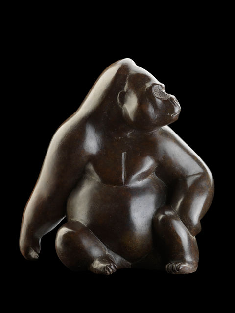 Gorille en bronze du sculpteur animalier Michel BASSOMPIERRE