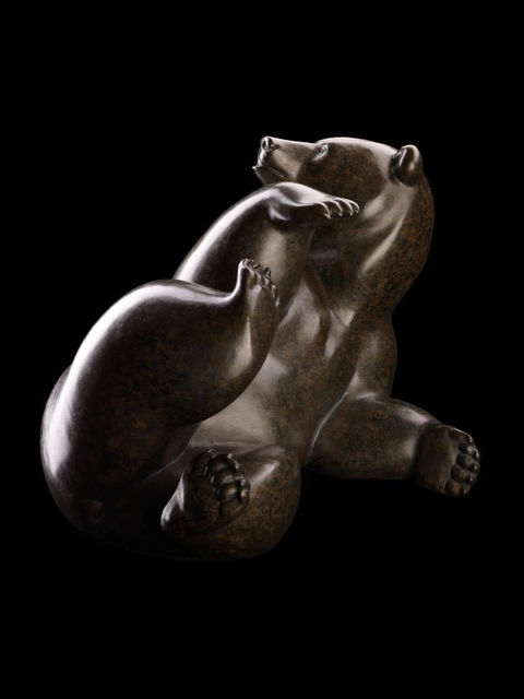 Ours brun en bronze du sculpteur animalier Michel BASSOMPIERRE