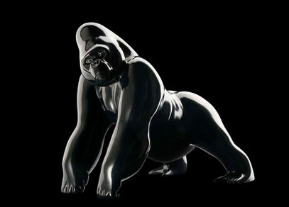 Sculpture de gorille en bronze du sculpteur animalier Michel BASSOMPIERRE