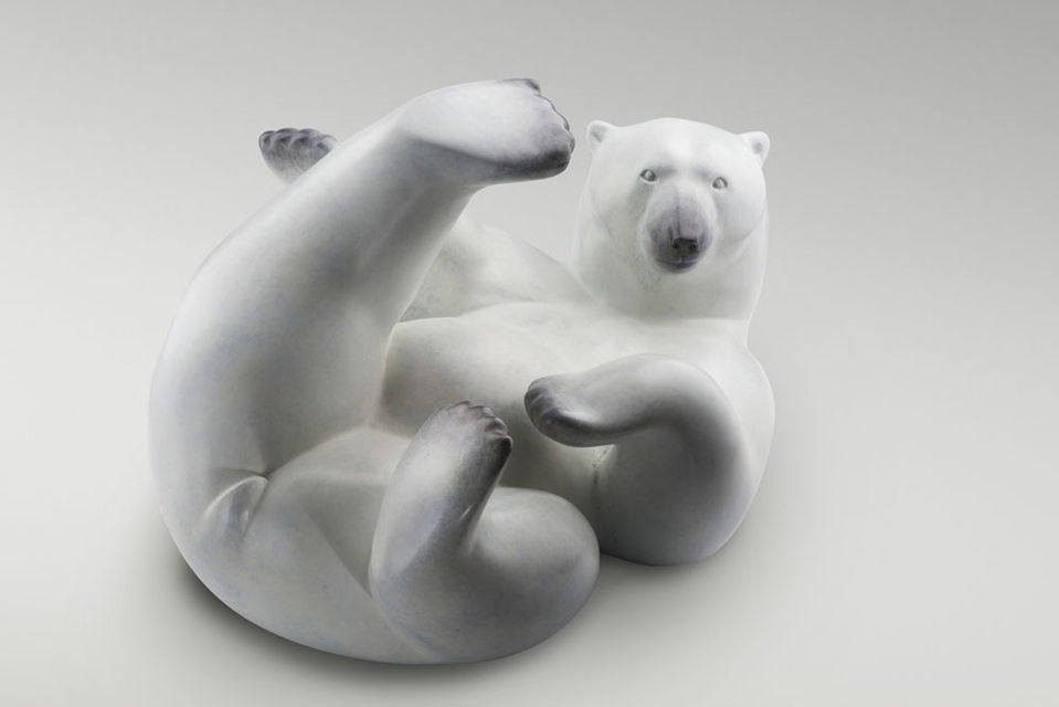 Bronze polar bear by animal sculptor Michel BASSOMPIERRE