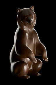 Sculpture d'ours brun en bronze du sculpteur animalier Michel BASSOMPIERRE