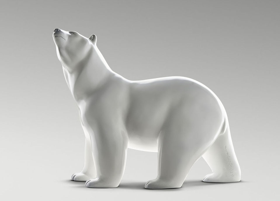 Ours polaire en bronze du sculpteur animalier Michel BASSOMPIERRE