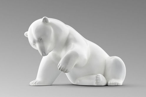 Sculpture en bronze d'ours polaire de l'artiste animalier Michel BASSOMPIERRE