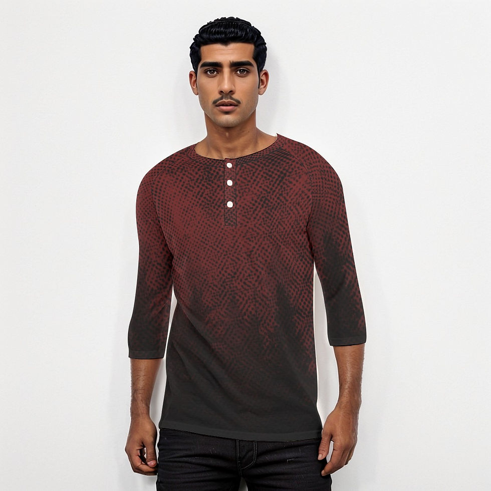 Men's Bracelet Sleeve T-shirt With Button Closure