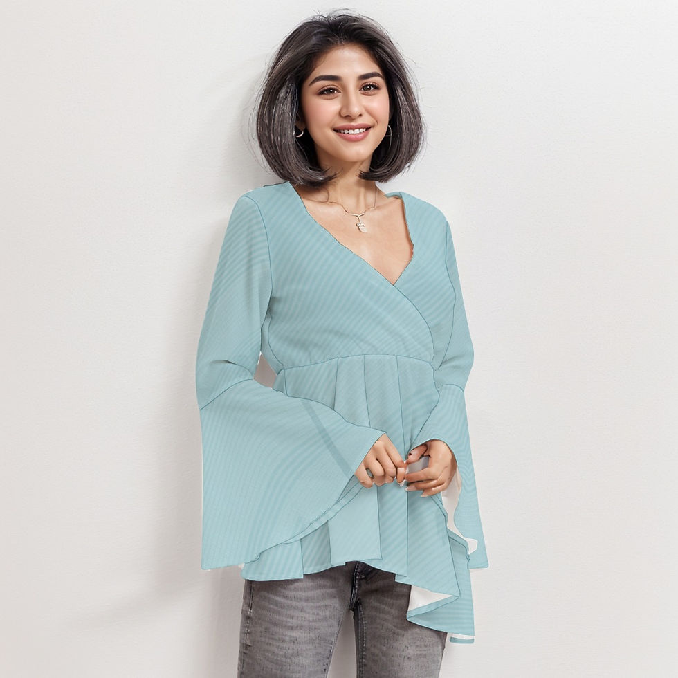 V-neck Blouse With Flared Sleeves
