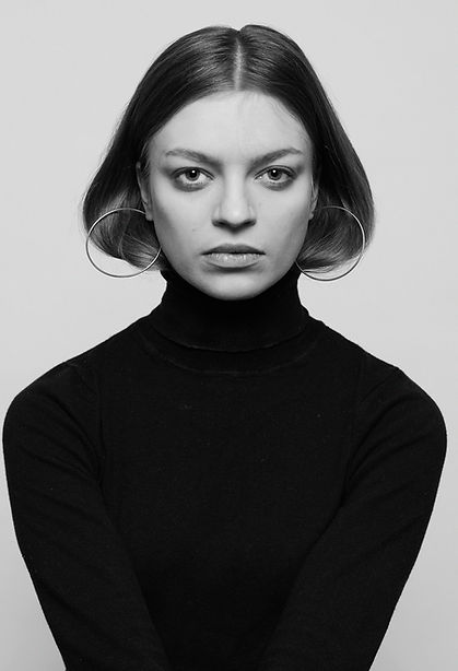 Kiia-Bettina, Black and white portrait taken in studio