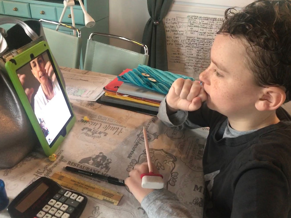 My son virtual learning with his teacher via Google Meets