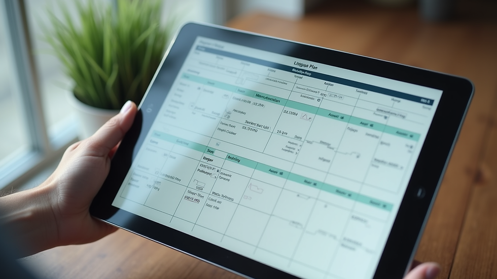 Nahaufnahme eines Pflegeplans auf einem Tablet