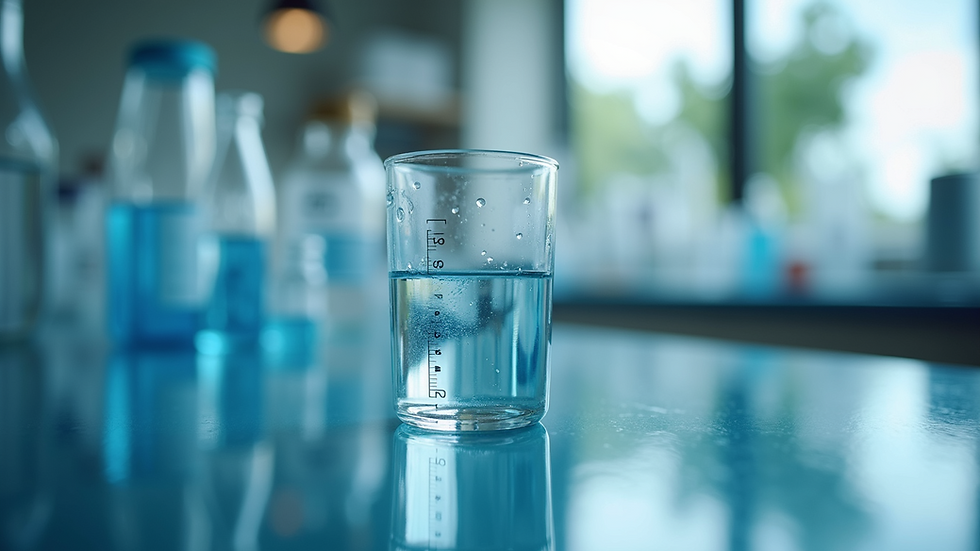 Close-up view of a water sample testing for xenobiotics